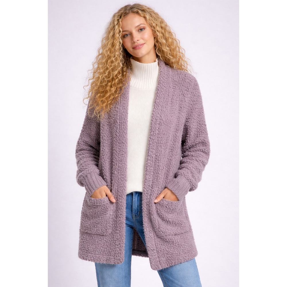Torrid 2 Taupe Fuzzy Eyelash Open Cardigan w/Pockets